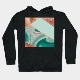 Azure water agate II - copper turquoise glitter layers Hoodie